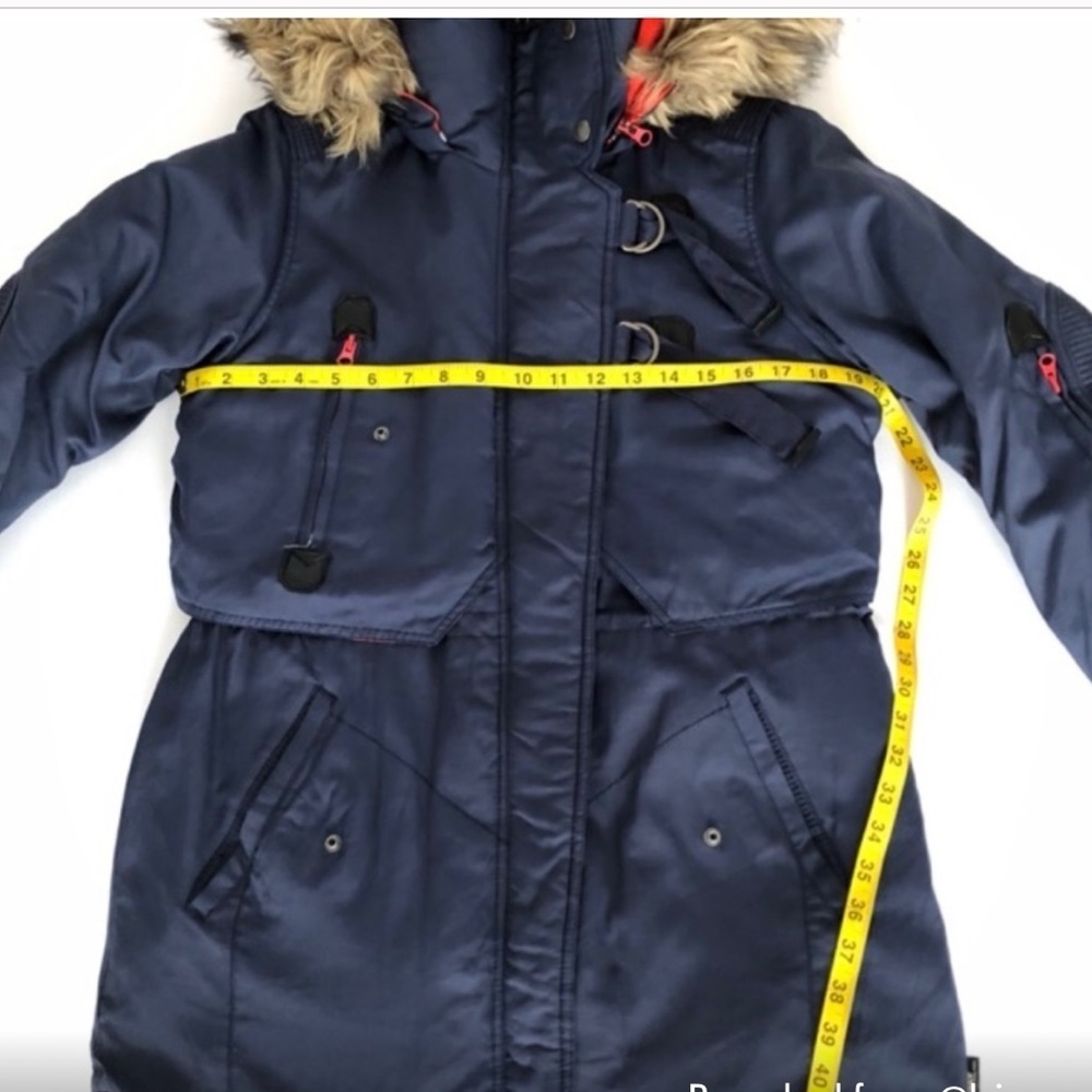 ONLY  -Heavy Duty Navy Blue Parka -orange lining - fur line hood-EUC- Sz M😍❤️​​​ - Picture 15 of 16